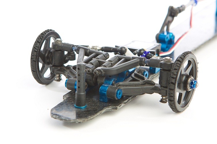 Close up van stuurinrichting rc dragster